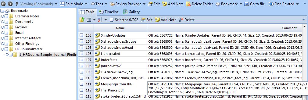 HFS Journal Parser Bookmark2