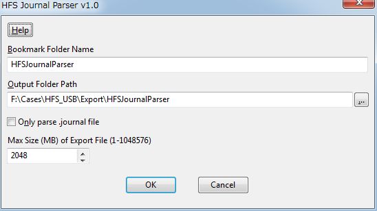 HFS Journal Parser Dialog